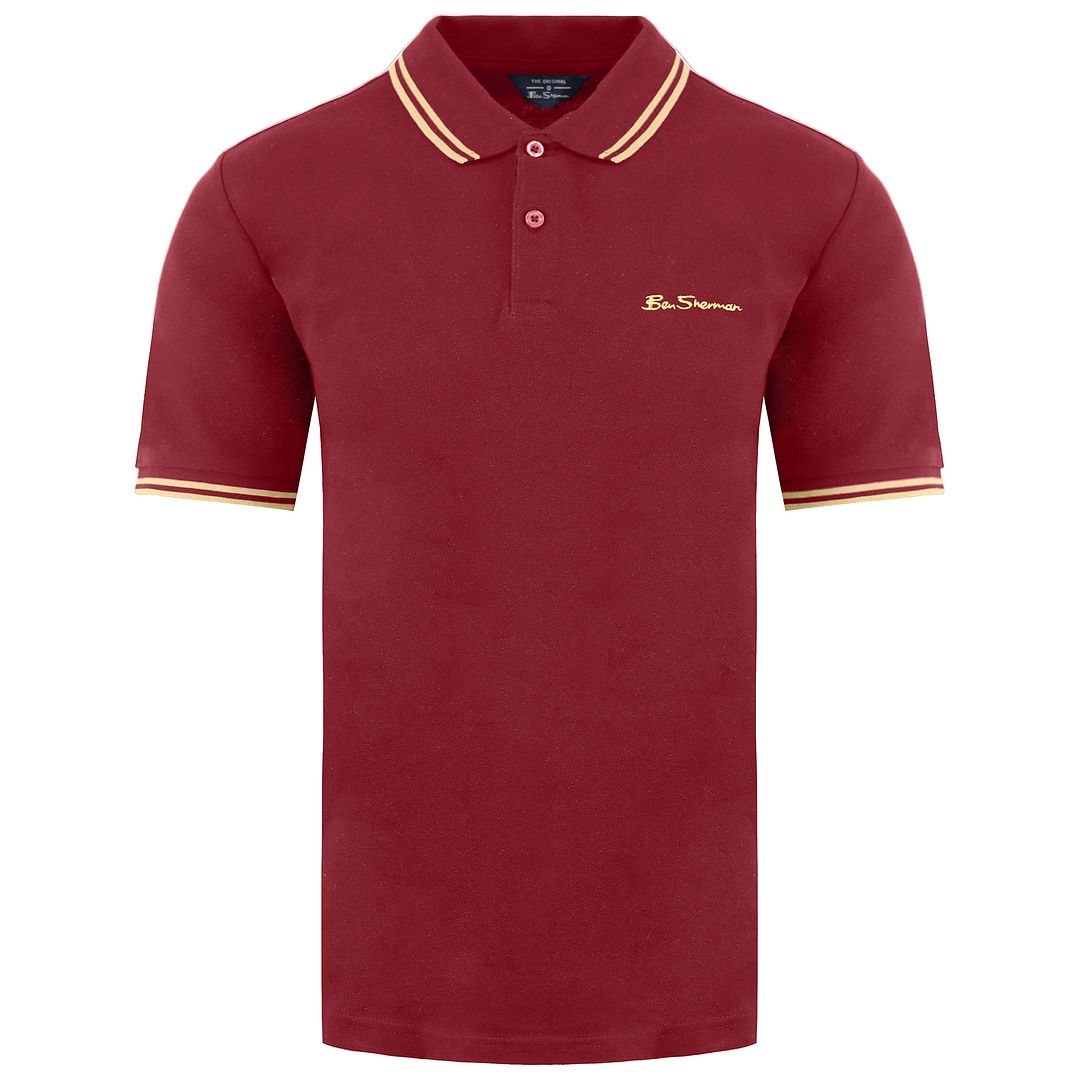 Ben Sherman Twin Tipped Mens Burgundy Polo Shirt