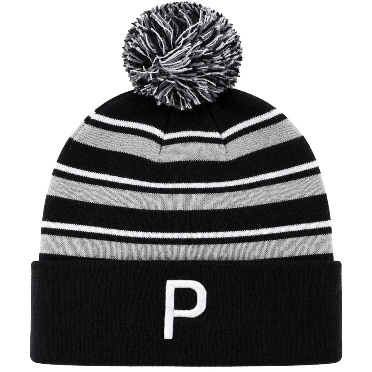 Puma WRMLBL Stripe Pom Grey/Black Golf Beanie