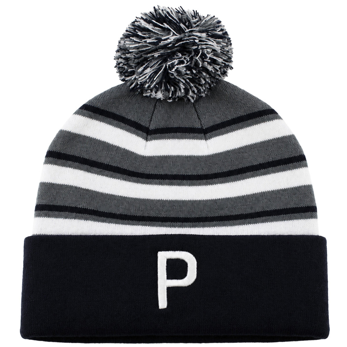 Puma WRMLBL Stripe Pom Navy/Grey Golf Beanie