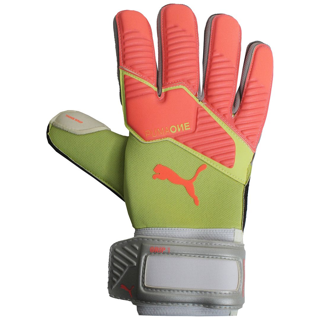 Puma One Grip 1 RC Peach/Yellow Mens Goalkeeper Gloves