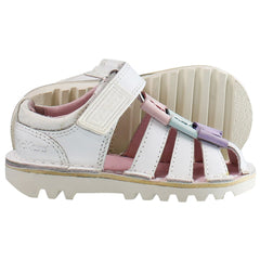 Kickers Tie Bow Kids White Sandals