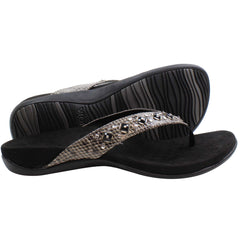 Vionic Floriana Snake Womens Black Flip-Flops