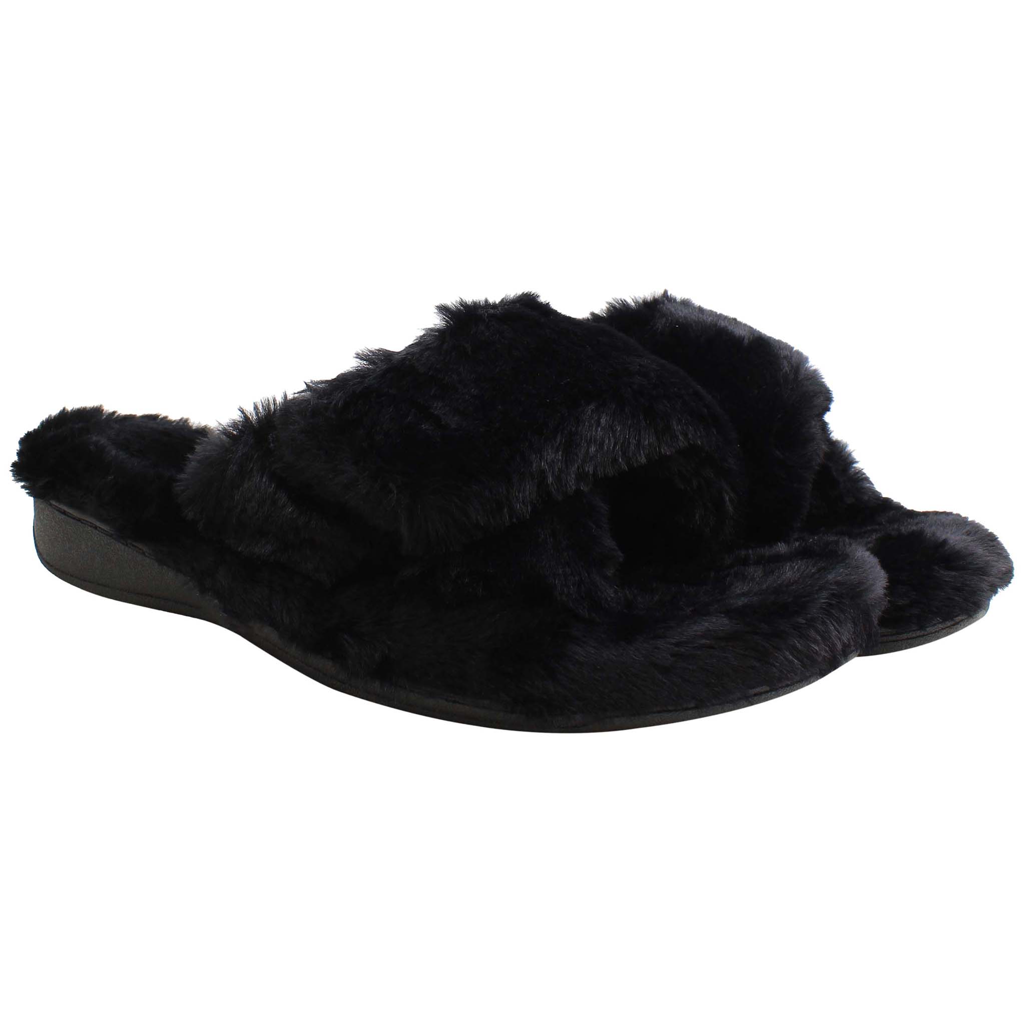 Vionic Indulge Relax Plush Womens Black Slippers