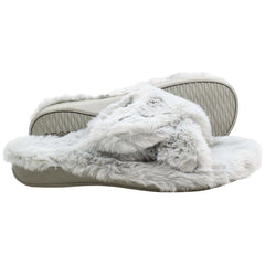 Vionic Indulge Relax Plush Womens Grey Slippers