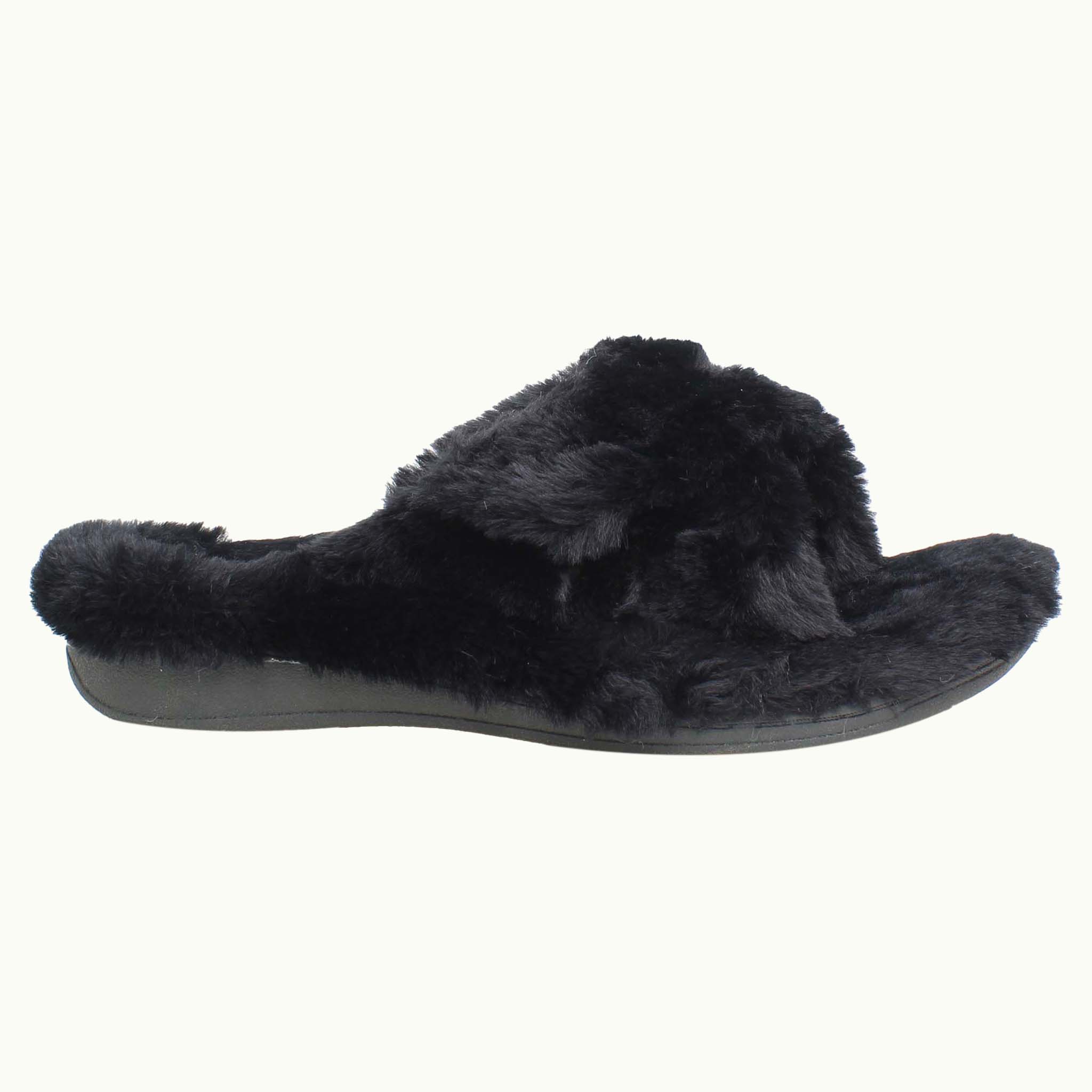 Vionic Indulge Relax Plush Womens Black Slippers NO BOX