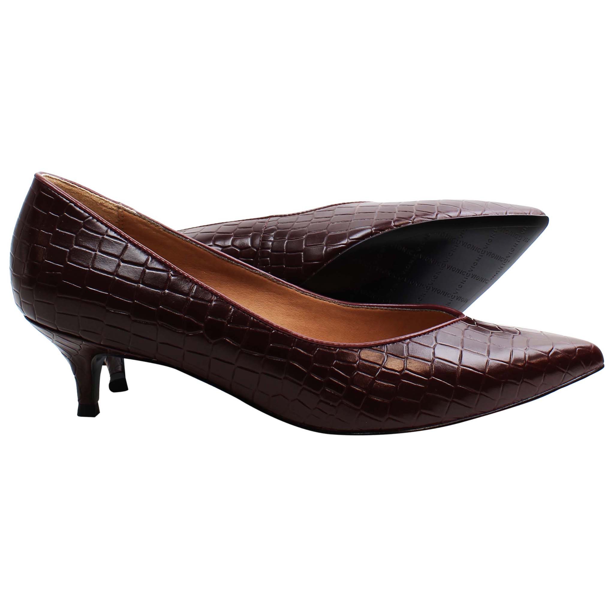 Vionic Kit Josie Croc Womens Wine Pointy Heels