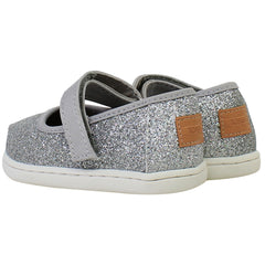 Toms Mary Jane Kids Silver Plimsolls