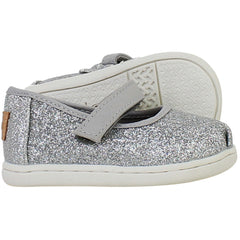 Toms Mary Jane Kids Silver Plimsolls