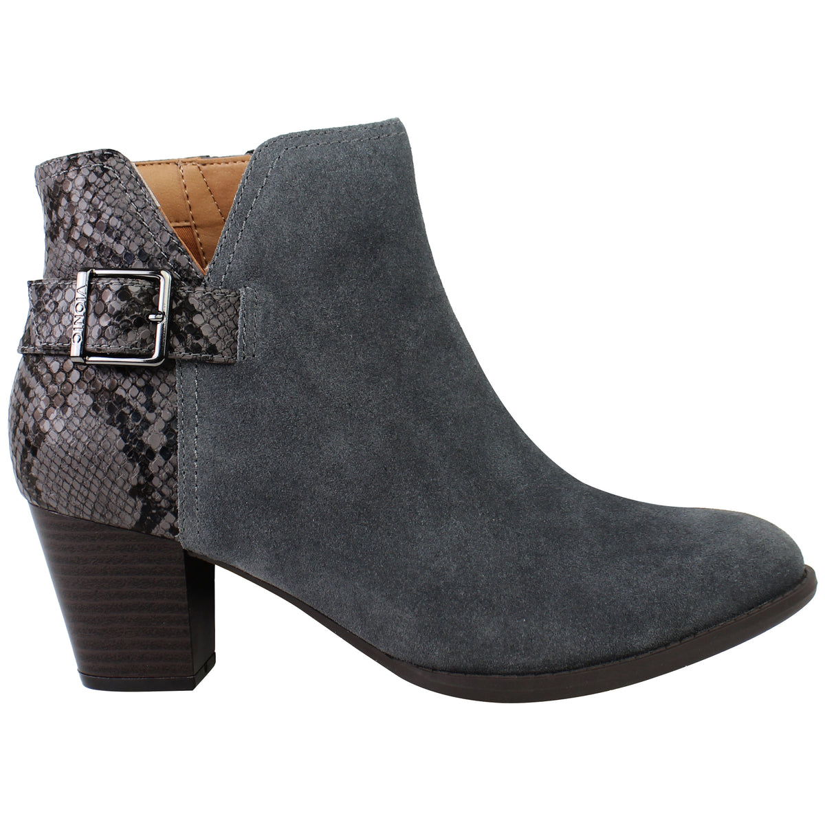 Vionic Naomi Snake Womens Grey Heeled Boots