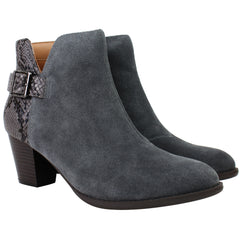 Vionic Naomi Snake Womens Grey Heeled Boots