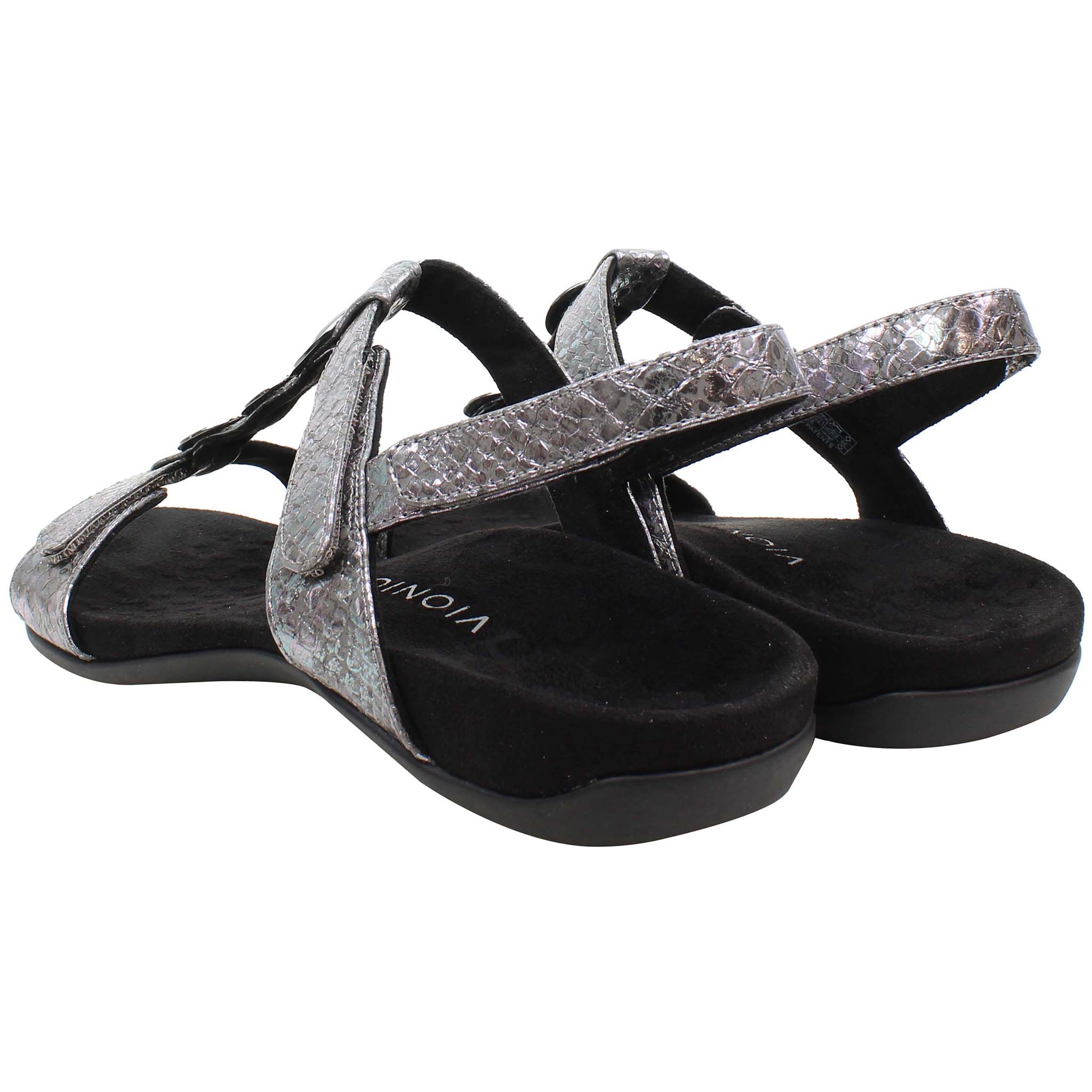 Vionic Rest Farra Met Snake Womens Silver Sandals