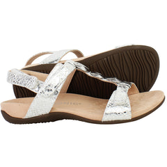 Vionic Farra Met Snake Womens White Sandals