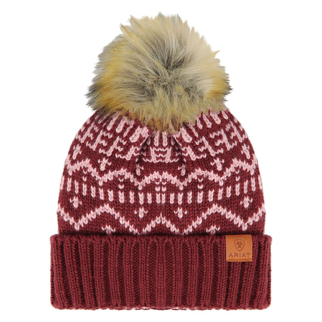 Ariat Aztec Womens Burgundy Beanie