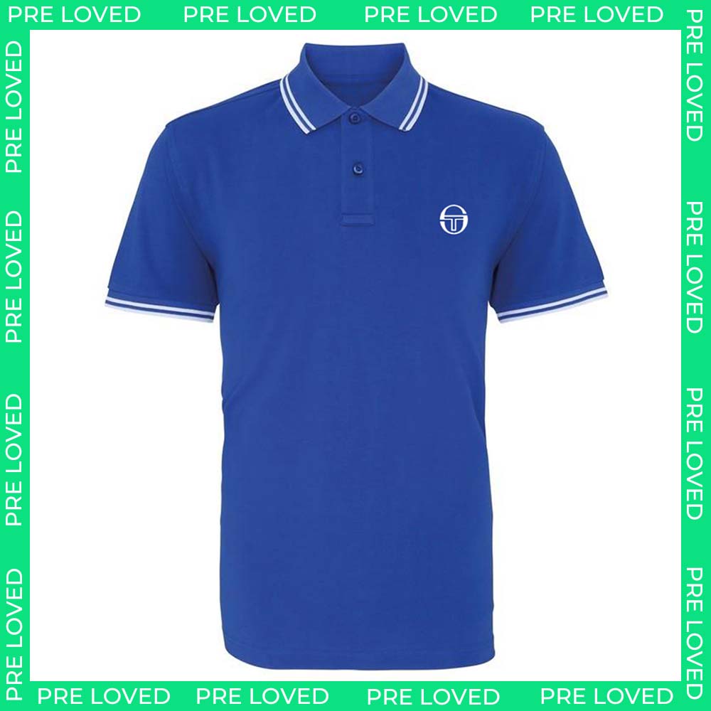 Sergio Tacchini Iconic Stripe Mens Blue/White Polo Shirt NO TAG