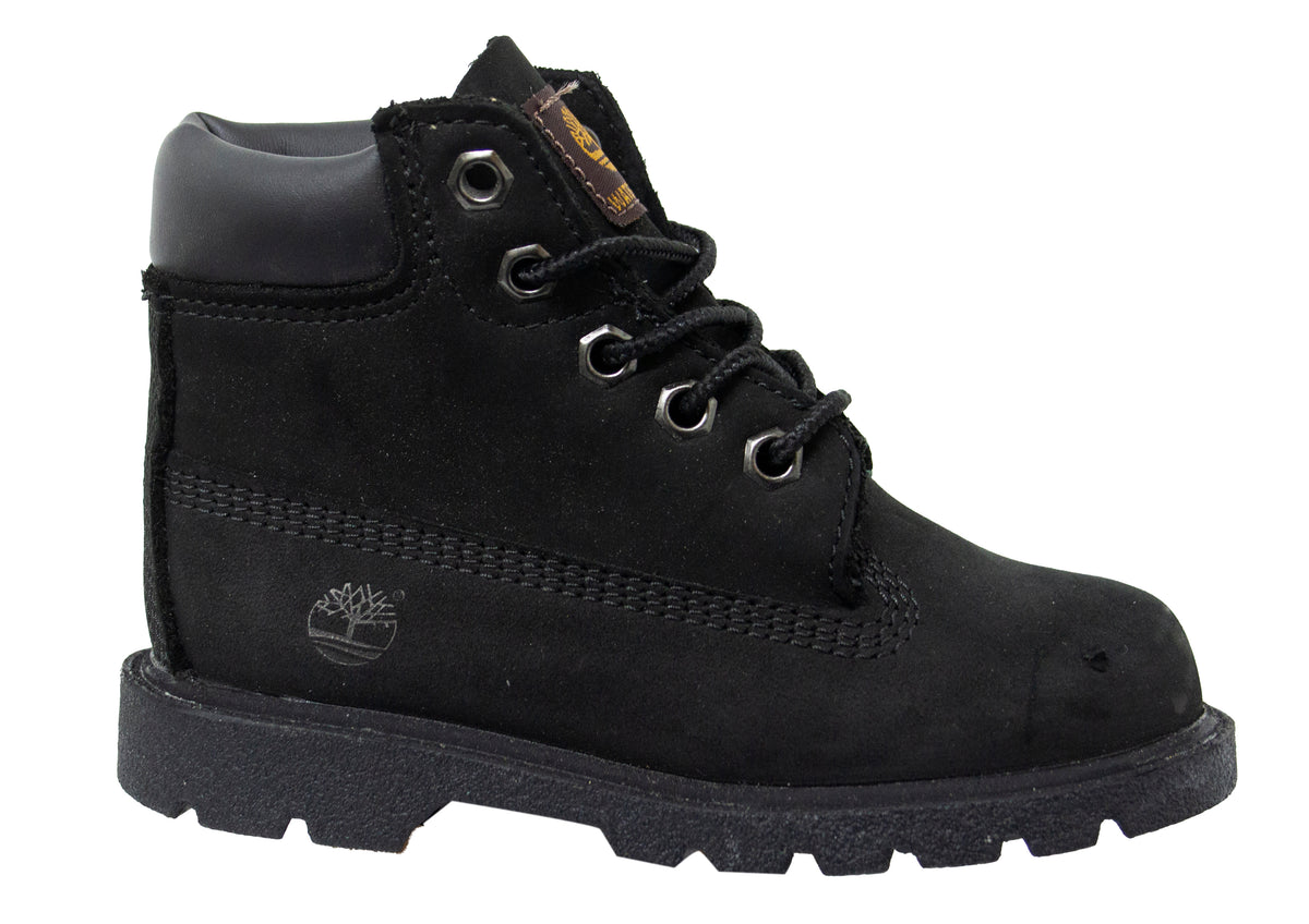 Timberland Classic 6 Inch Waterproof Toddlers Black Leather Boots