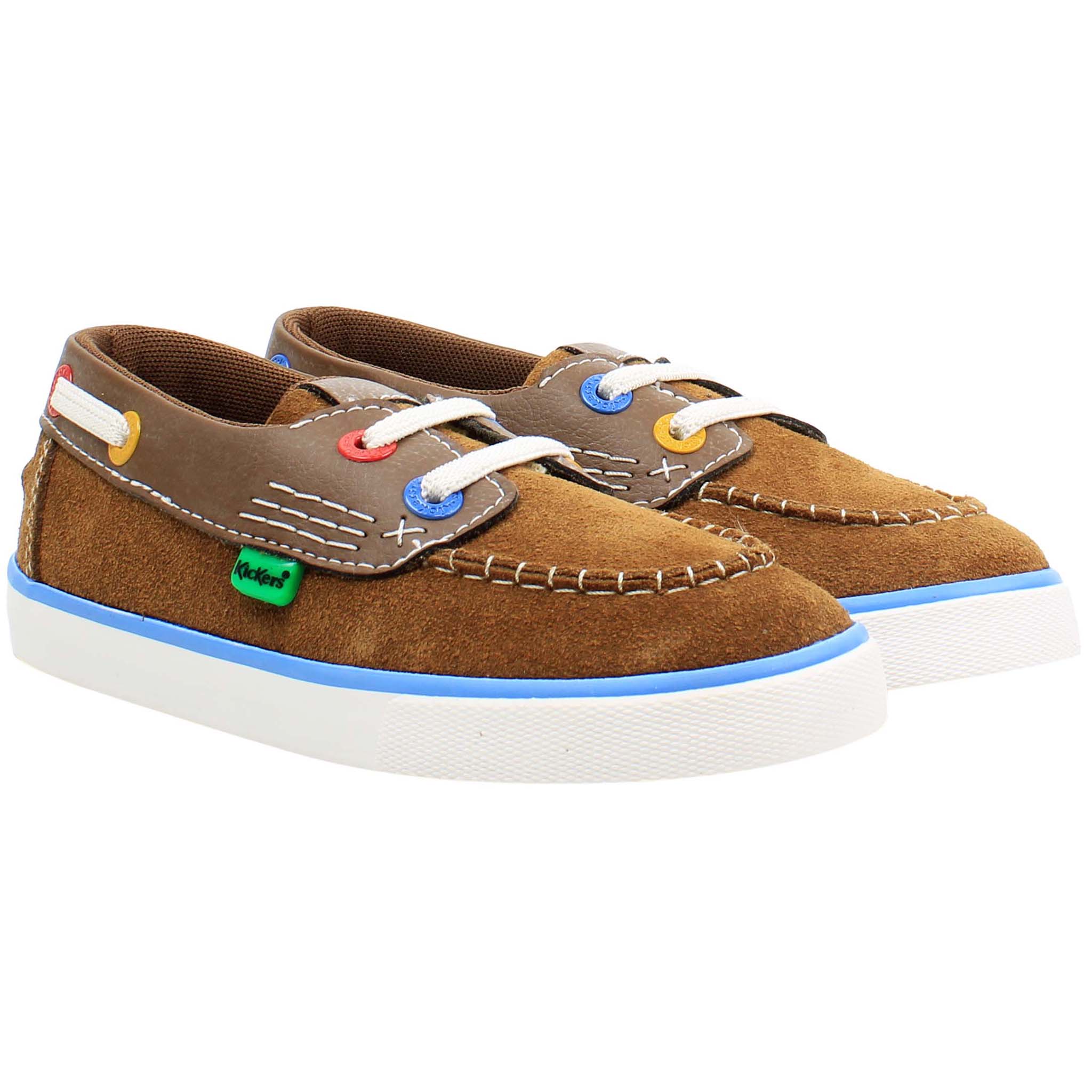 Kickers Tovni Kids Tan Boat Shoes