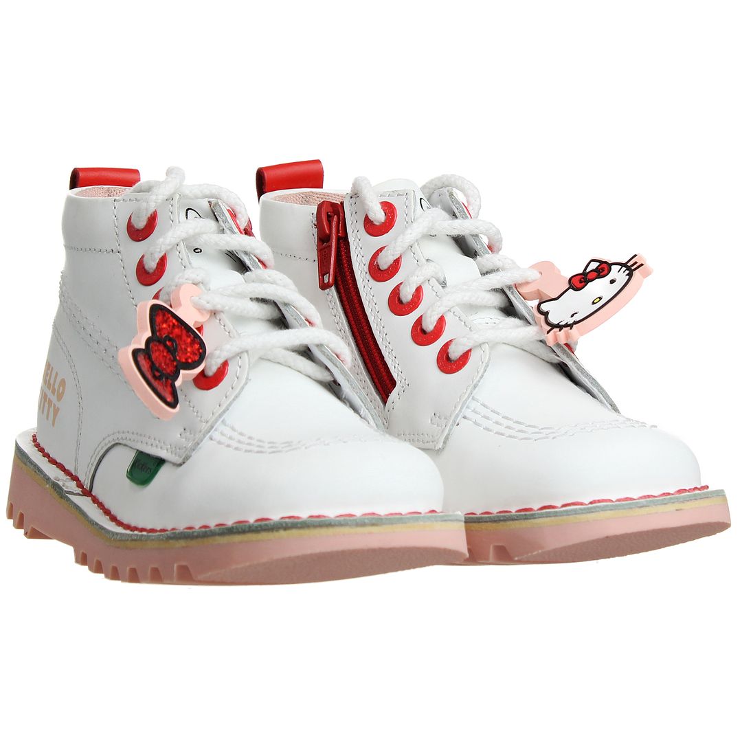 Kickers x Hello Kitty Kids White Boots