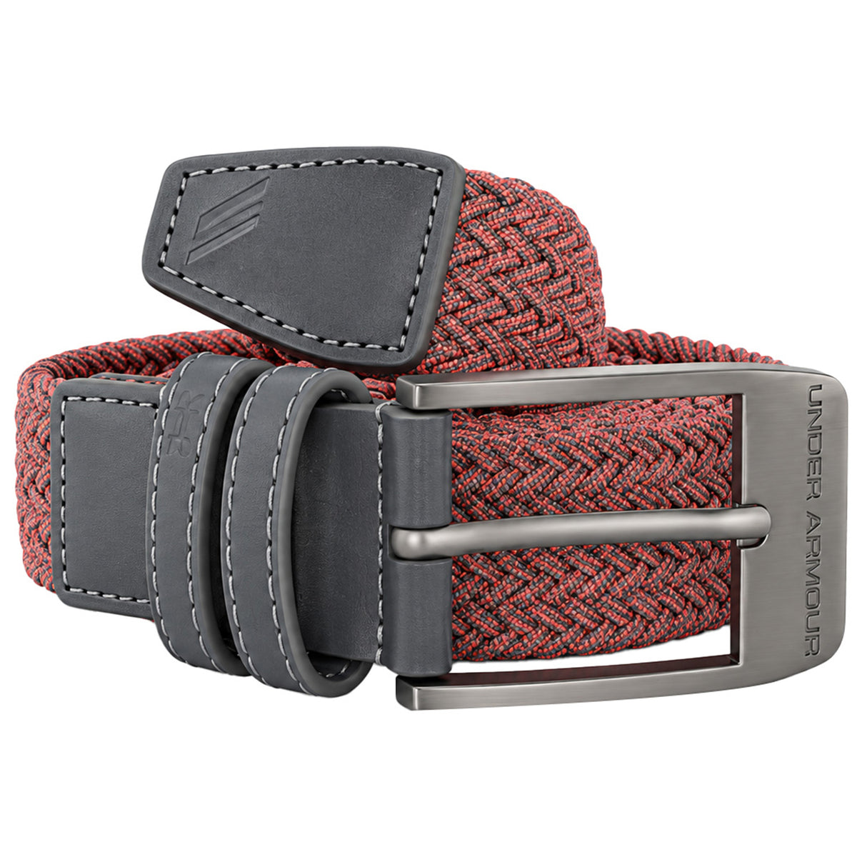 Under Armour Braided 2.0 Mens Red Golf Belt