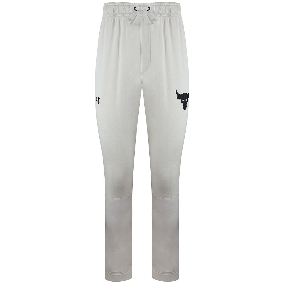 Under Armour Project Rock Mens Beige Terry Track Pants