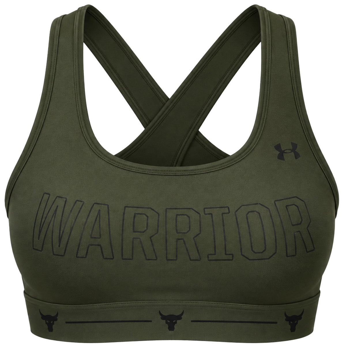 Under Armour x Project Rock Mid Crossback Warrior Womens Khaki Sports Bra