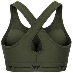 Under Armour x Project Rock Mid Crossback Warrior Womens Khaki Sports Bra