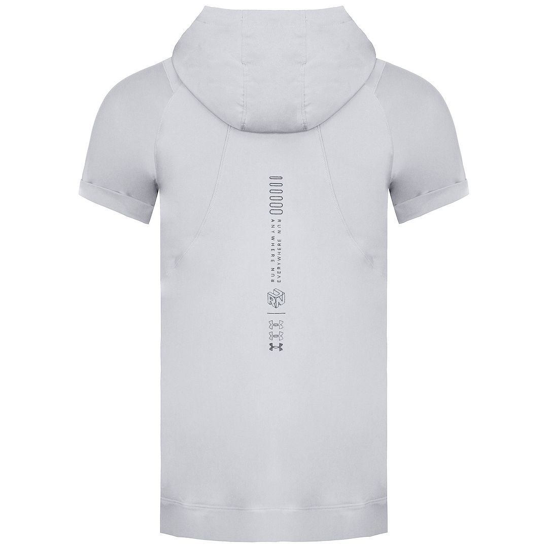 Under Armour Run Anywhere Mens Off White Hooded T-Shirt