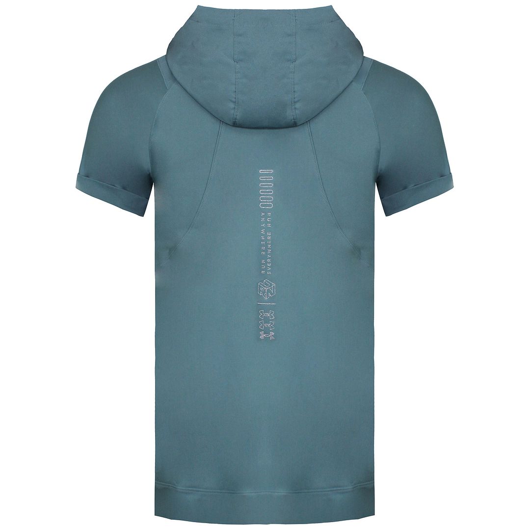 Under Armour Run Anywhere Mens Teal Hooded T-Shirt