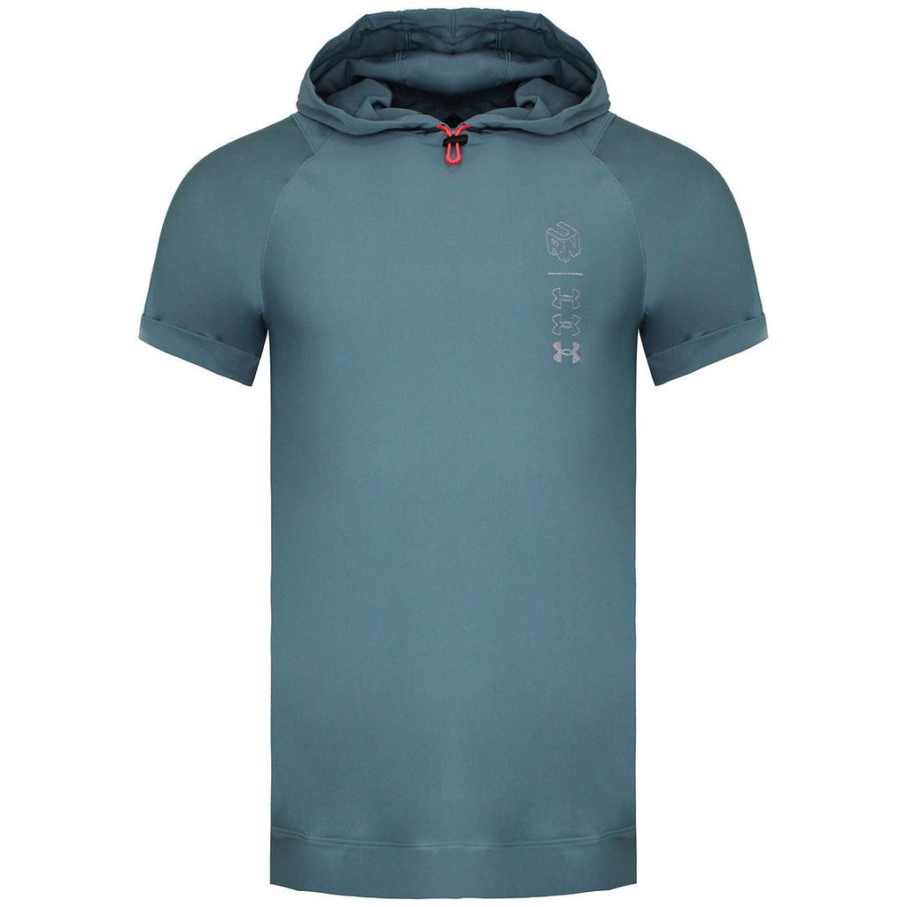 Under Armour Run Anywhere Mens Teal Hooded T-Shirt