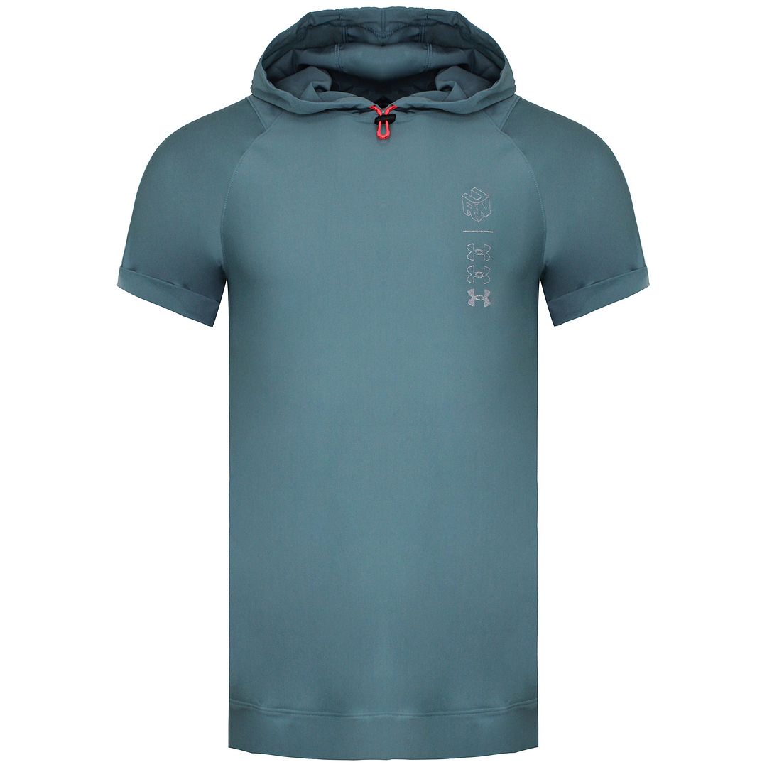 Under Armour Run Anywhere Mens Teal Hooded T-Shirt