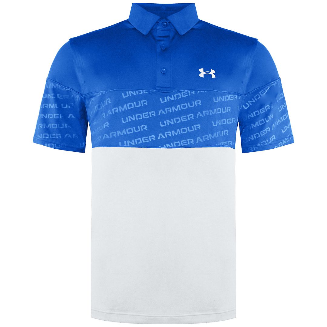 Under Armour Playoff 2.0 Blocked Mens Blue/White Polo Shirt