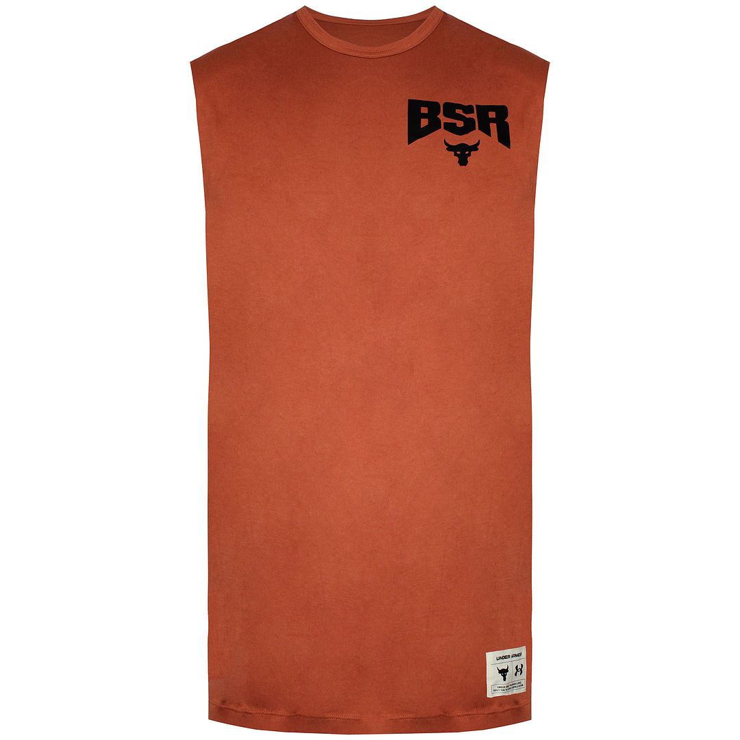 Under Armour Project Rock Mens Orange BSR Tank Top