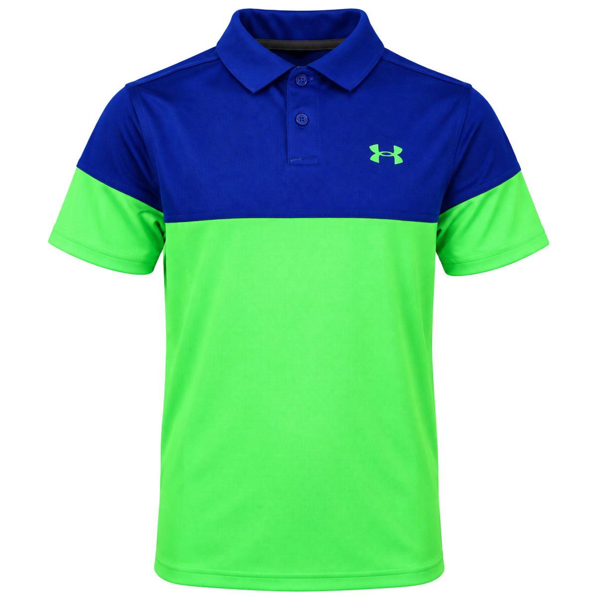 Under Armour Performance Blocked Kids Green/Navy Polo Shirt