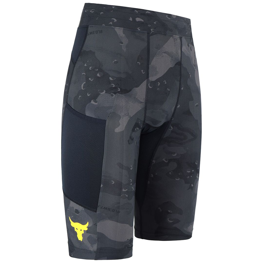 Under Amour Project Rock Mens Black Camo Compression Shorts