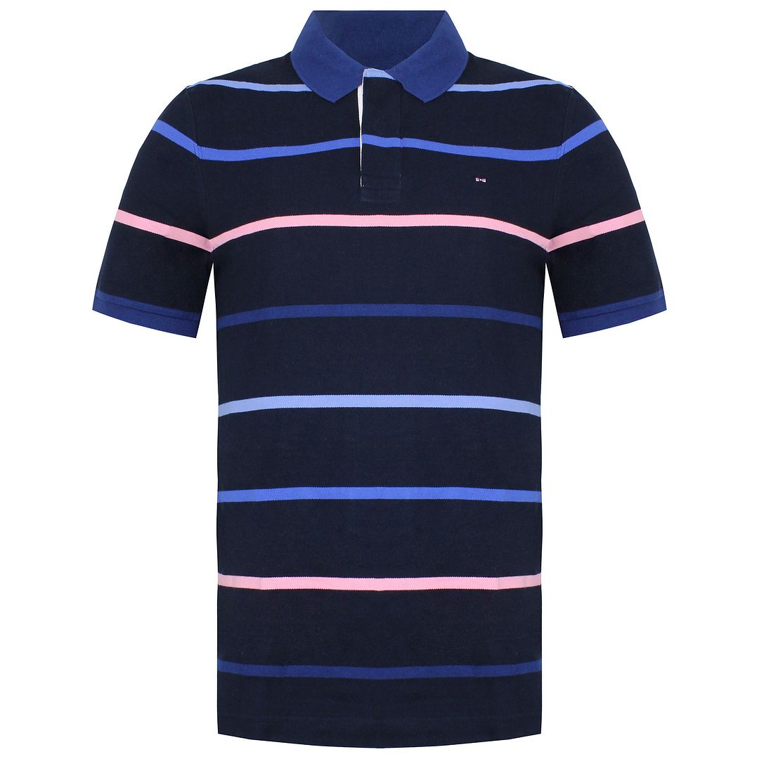 Eden Park Paris Striped Mens Navy Polo Shirt