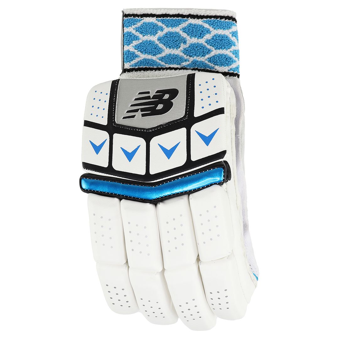 New Balance Burn Adult Mens White Blue Cricket Batting Gloves