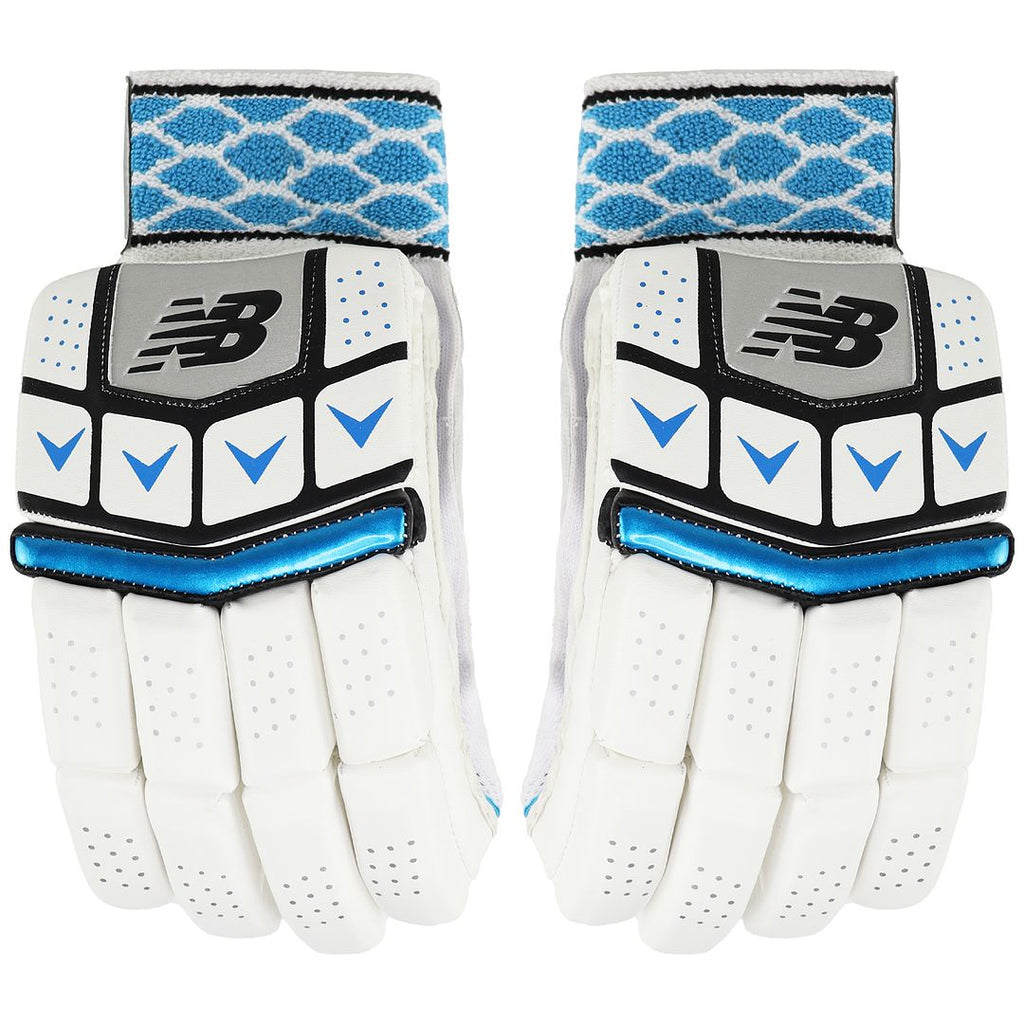 New Balance Burn Adult Mens White Blue Cricket Batting Gloves