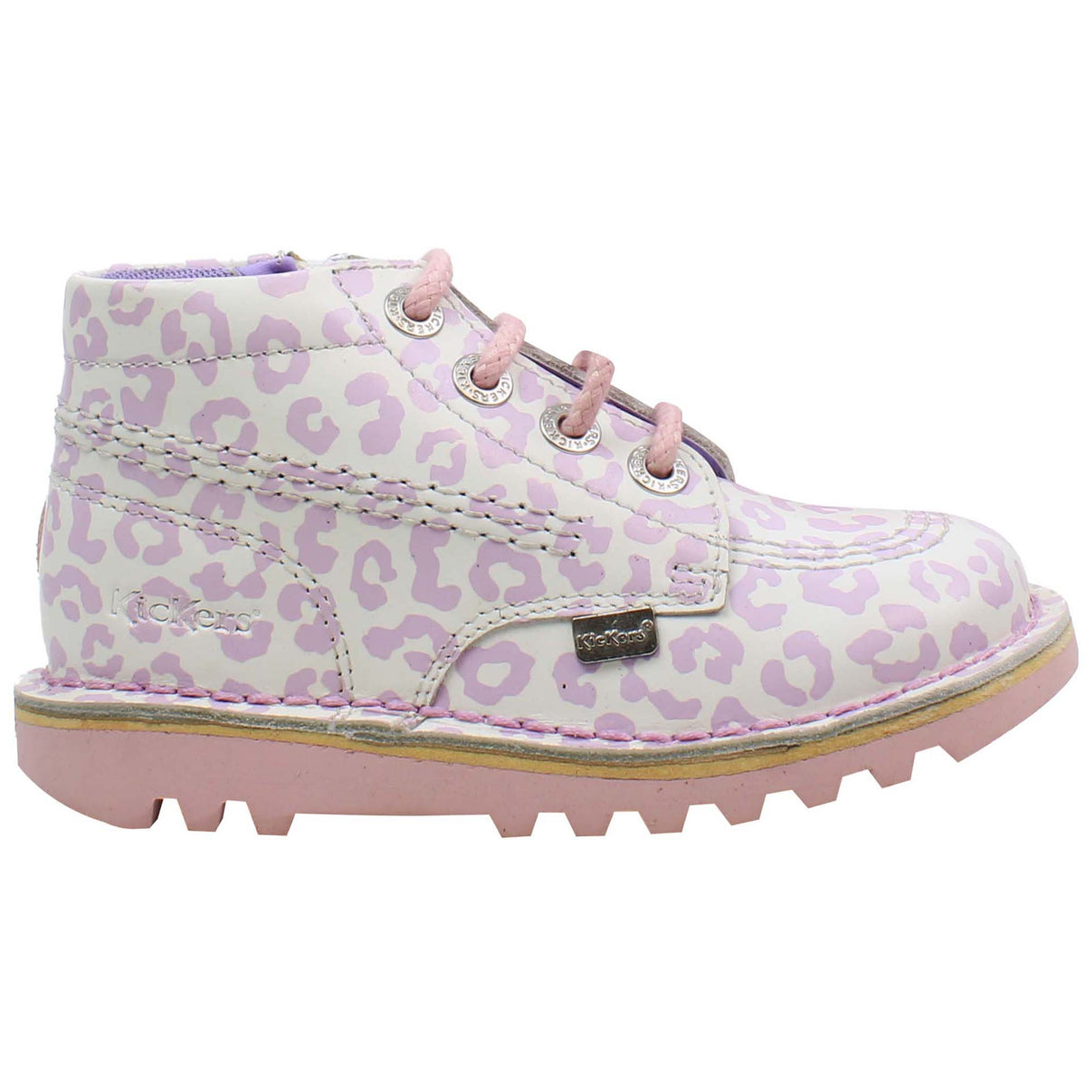 Kickers Kick Hi Ankle Kids White/Pink Boots