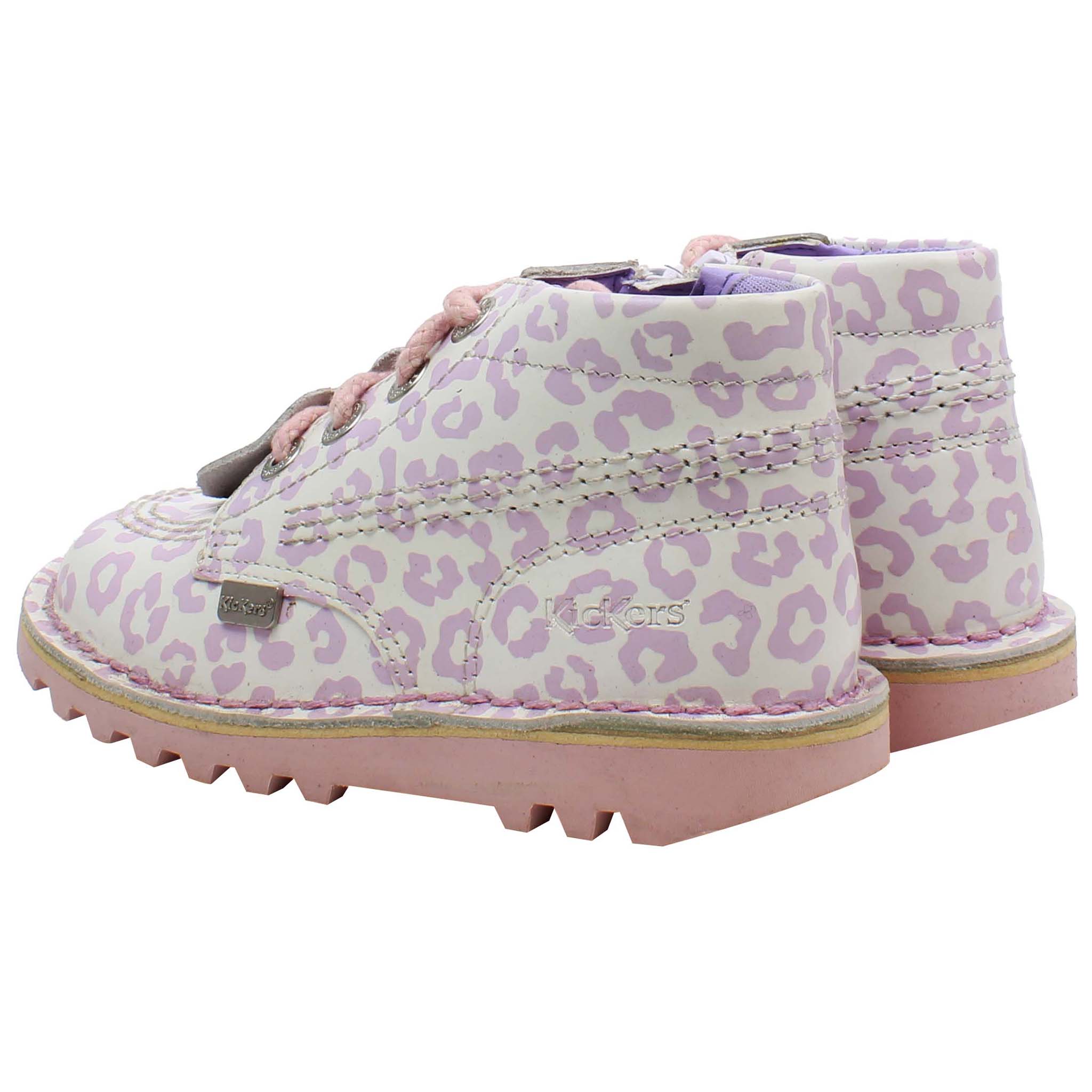 Kickers Kick Hi Ankle Kids White/Pink Boots