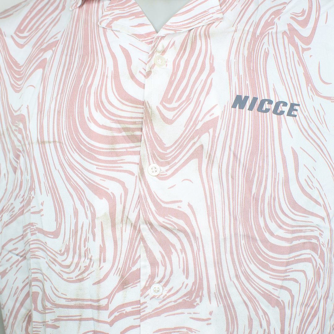 Nicce Printed Ash Mens White/Pink Shirt - Marks