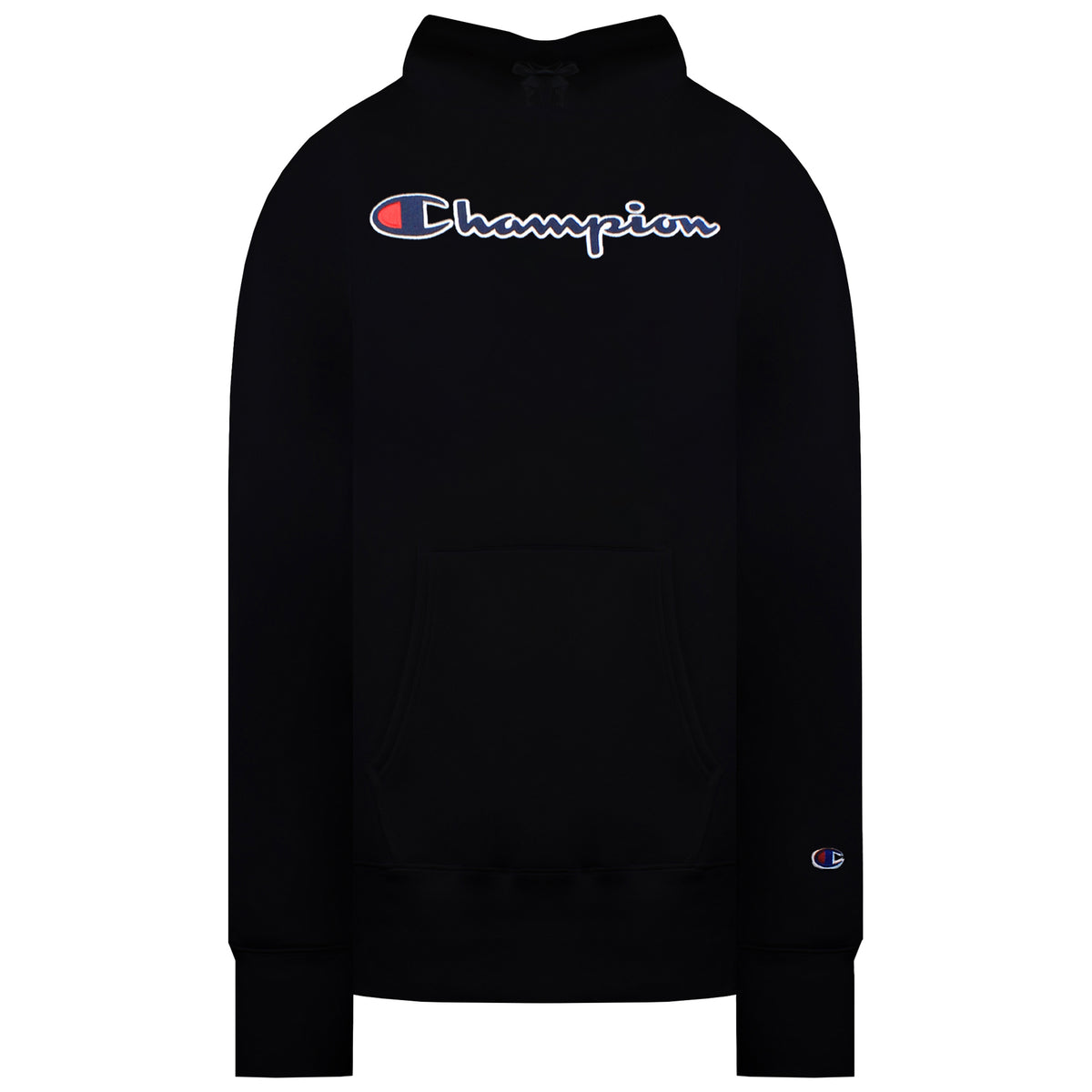 Champion Script Logo Mens Black Hoodie