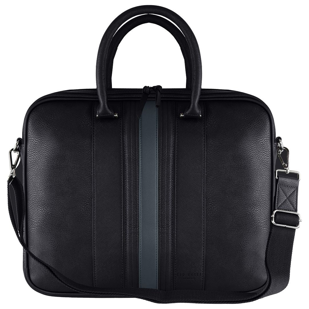 Ted Baker Nevver Mens Black Striped Document Bag