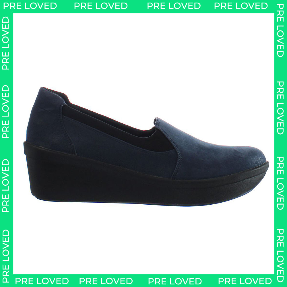 Clarks Step Rose Moon Womens Navy Wedges NO BOX