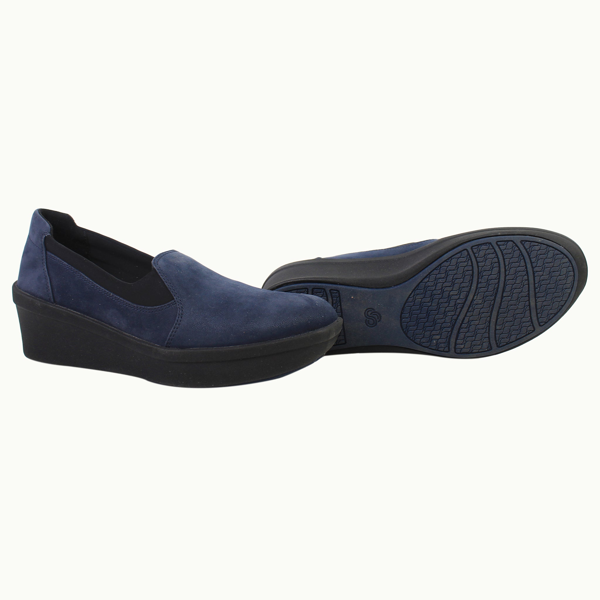 Clarks Step Rose Moon Womens Navy Wedges NO BOX