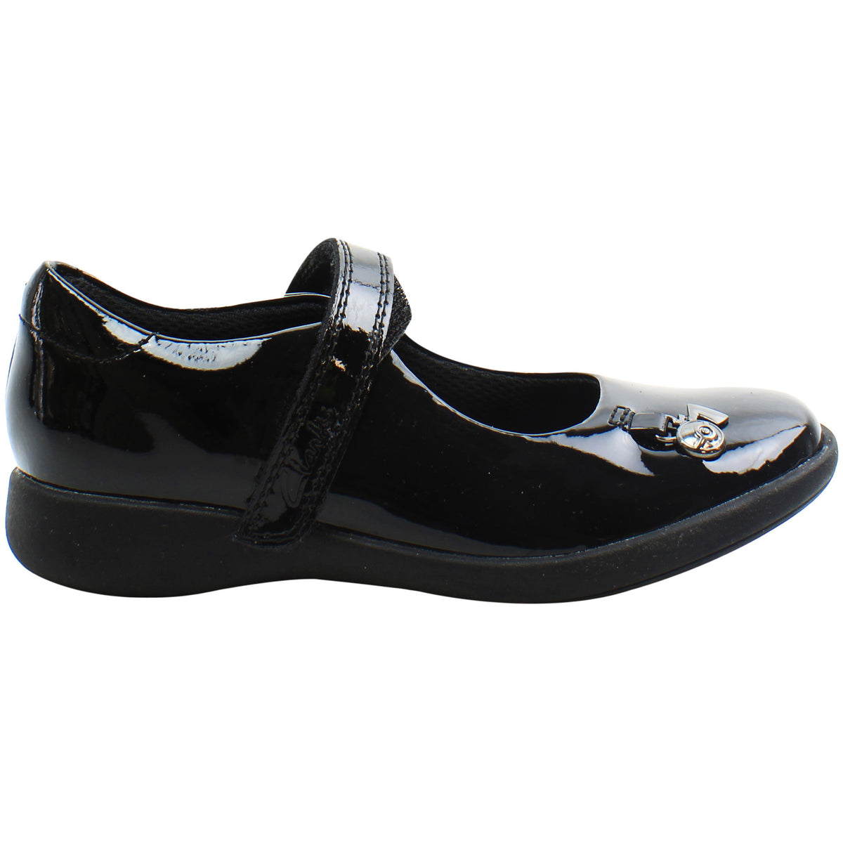 Clarks Etch Mist Kids Black Shoes