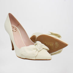 Ted Baker Hyana Moire Bow Womens Beige Court Shoes NO BOX