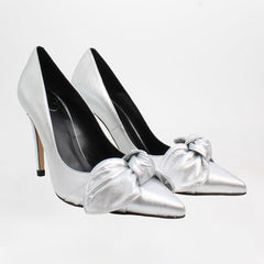 Ted Baker Ryal Metallic Bow Womens Silver Court Shoes NO BOX