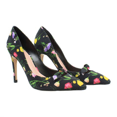 Ted Baker Telini Floral Print Bow Womens Black Court Shoes NO BOX