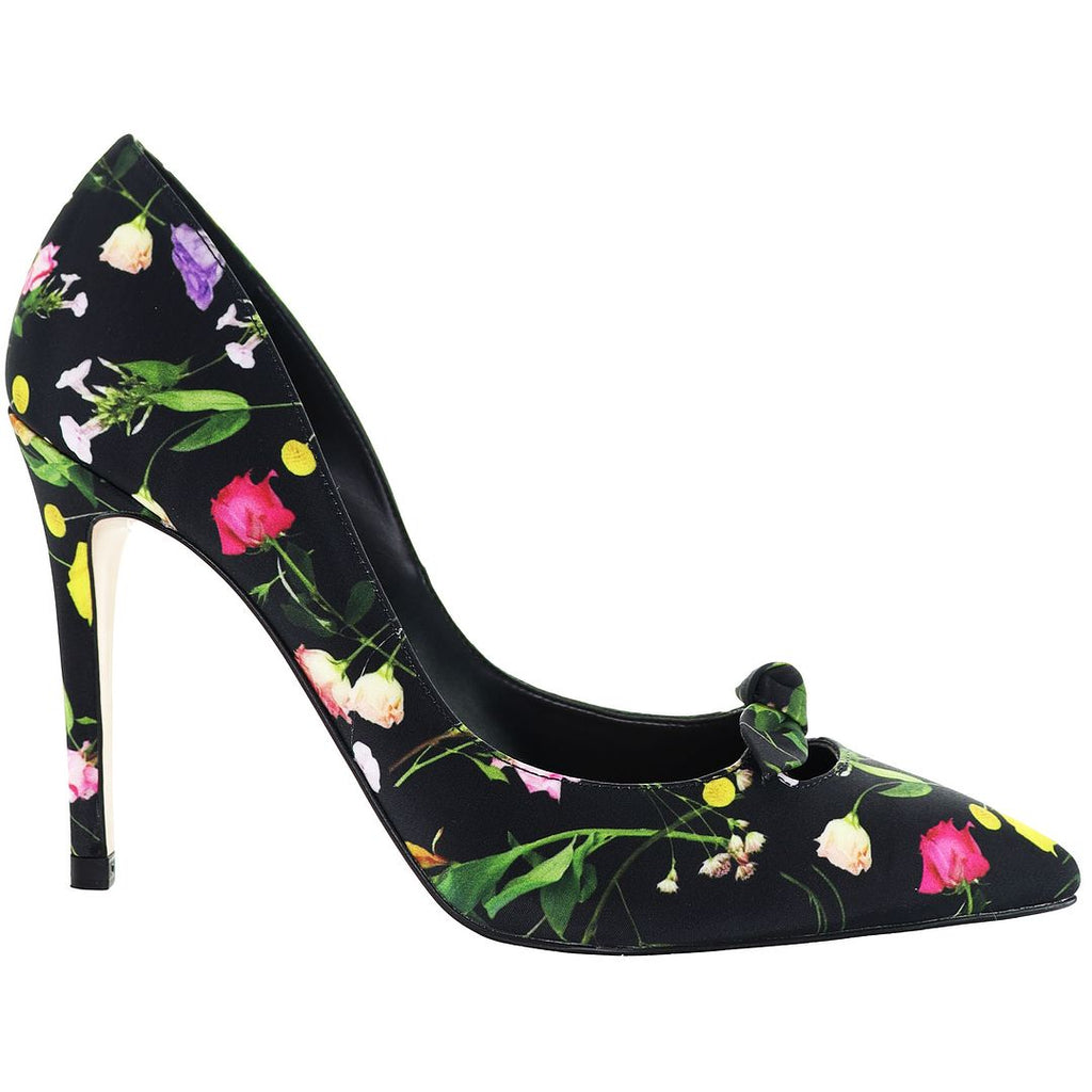 Ted Baker Telini Floral Print Bow Womens Black Court Shoes