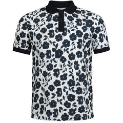 Ted Baker Baskst Printed Mens Blue/Ecru Polo Shirt