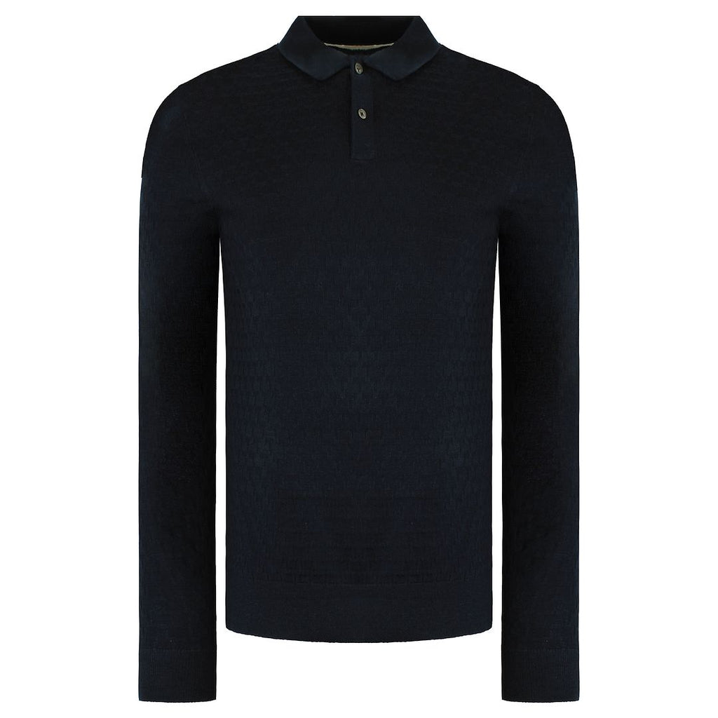 Ted Baker Morar Mens Navy Knitted Polo Shirt